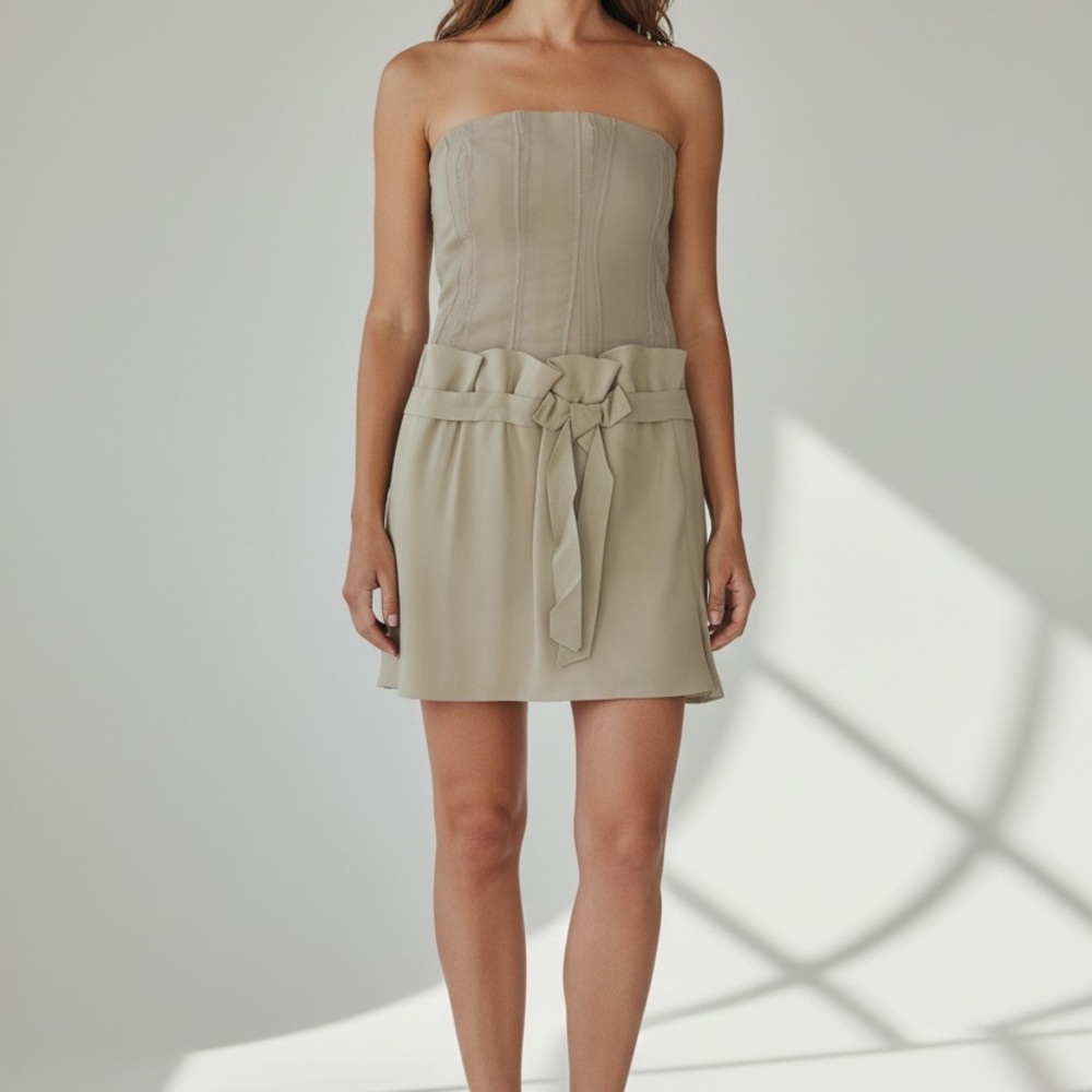 J. Mendel Paris Strapless Mini Dress • Beige Nude Cocktail Dress • Size 4